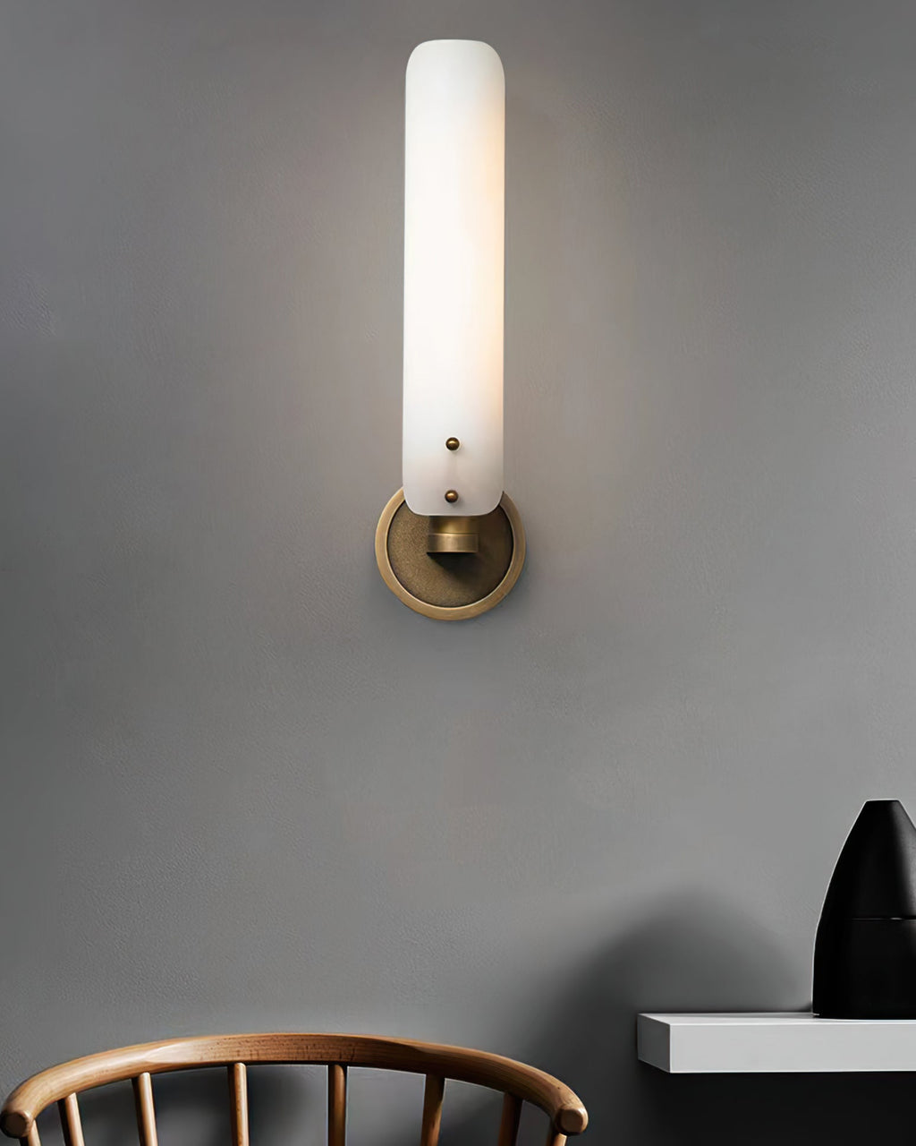 Norwalk Wall Lamp Brass Base With Dual Glass Shades For Hallways