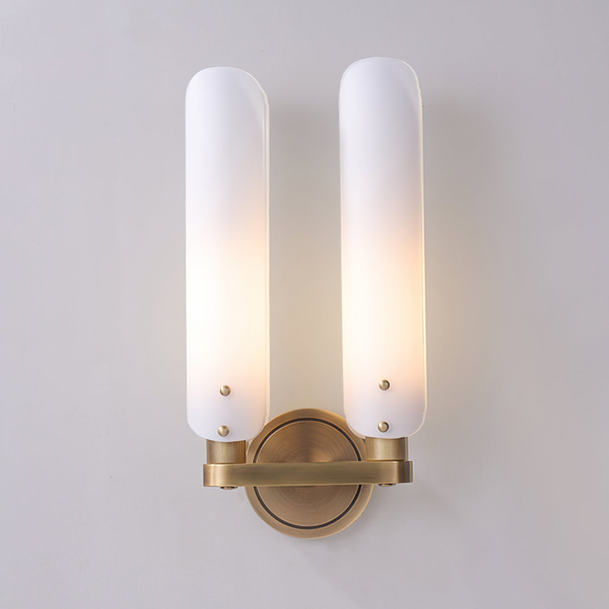 Norwalk Wall Lamp Brass Base With Dual Glass Shades For Hallways