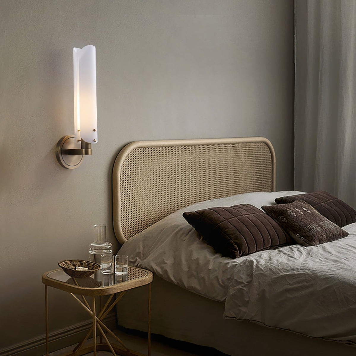 Norwalk Wall Lamp Brass Base With Dual Glass Shades For Hallways