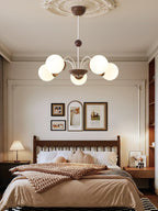Lustra Chandelier Wood Glass Contemporary Curved