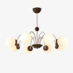 Lustra Chandelier Wood Glass Contemporary Curved