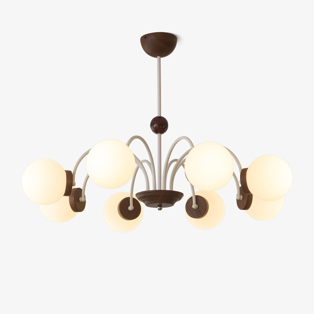 Lustra Chandelier Wood Glass Contemporary Curved