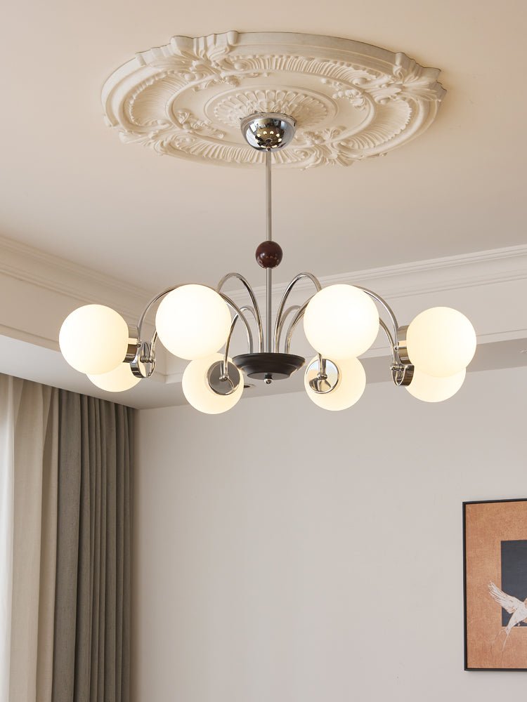 Lustra Chandelier Wood Glass Contemporary Curved