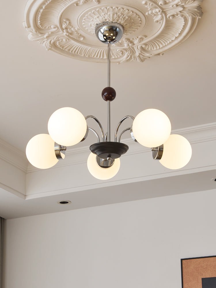 Lustra Chandelier Wood Glass Contemporary Curved
