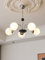 Lustra Chandelier Wood Glass Contemporary Curved