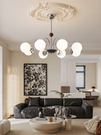 Lustra Chandelier Wood Glass Contemporary Curved