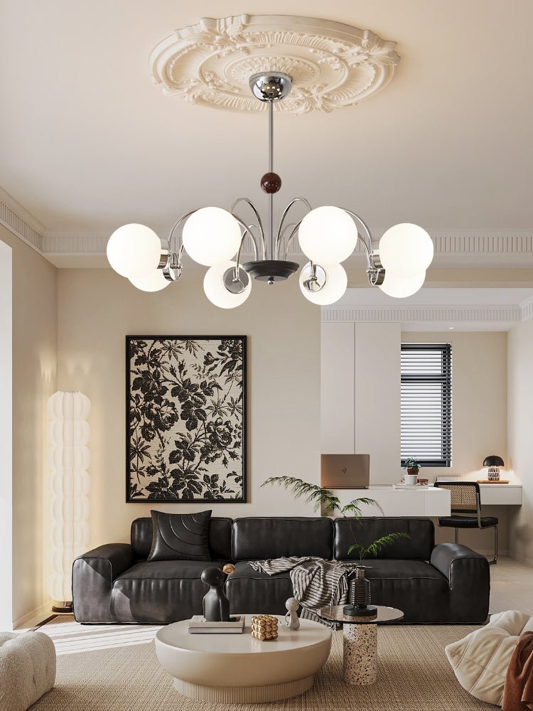 Lustra Chandelier Wood Glass Contemporary Curved