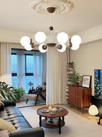 Lustra Chandelier Wood Glass Contemporary Curved