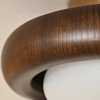 Novi Ceiling Lamp Wooden Ring With Frosted Globe