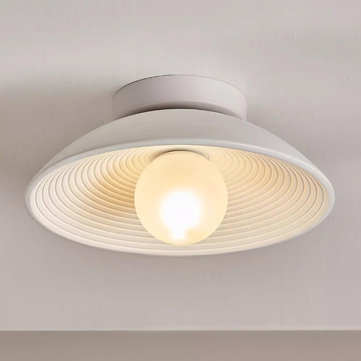 Orvian Wooden Flush Mount Ceiling Light with Round Globe