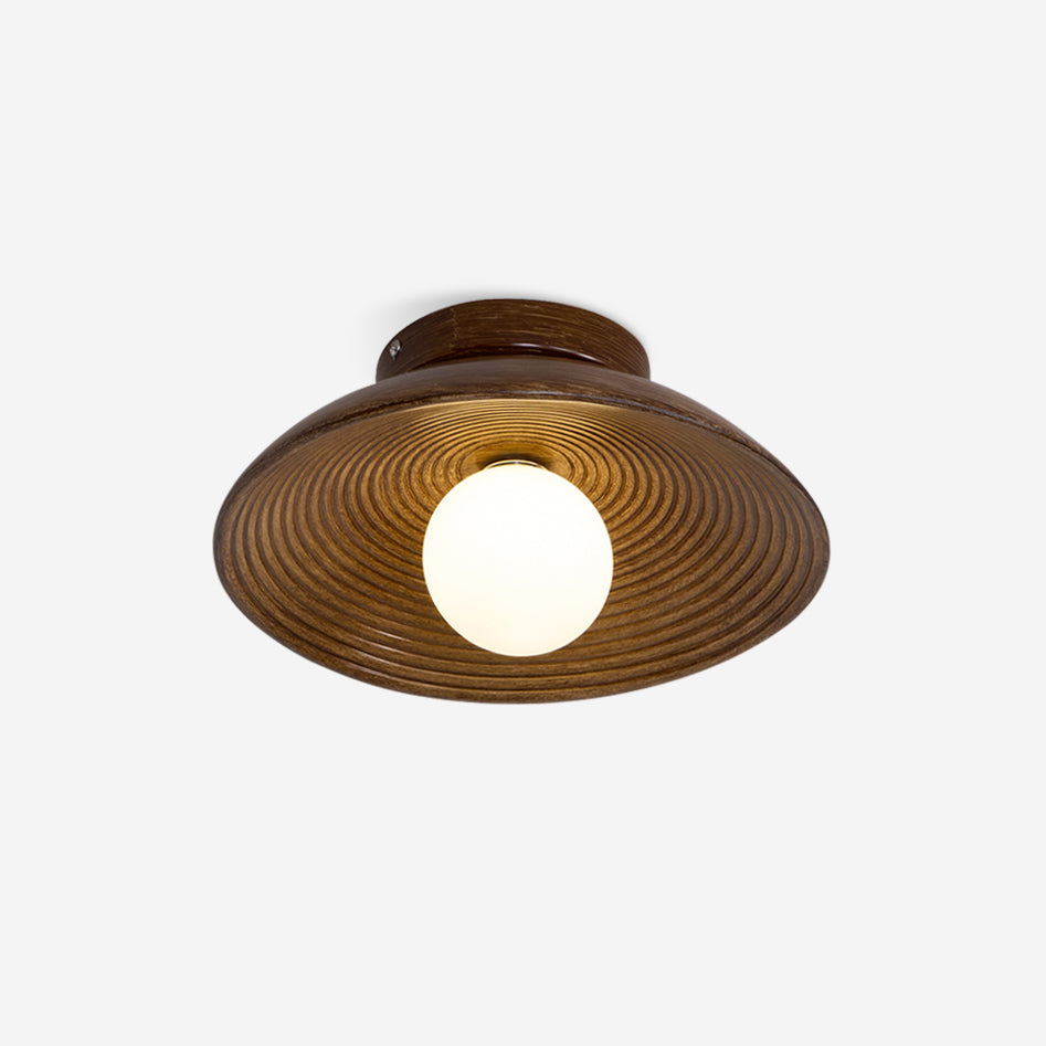 Orvian Wooden Flush Mount Ceiling Light with Round Globe