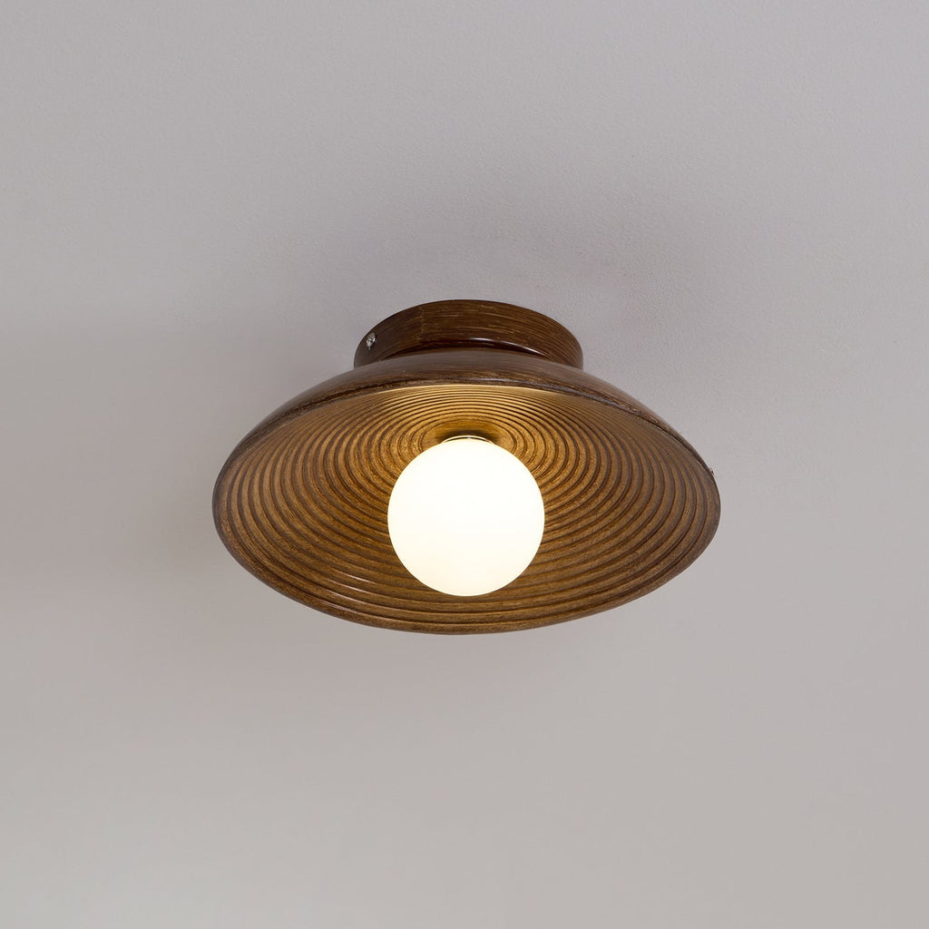 Orvian Wooden Flush Mount Ceiling Light with Round Globe
