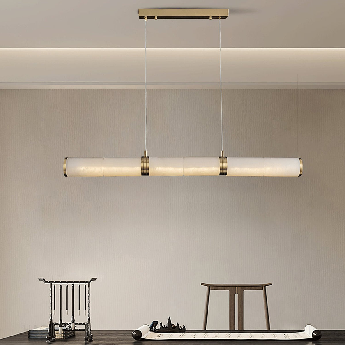 Eira Minimalist Alabaster Linear Pendant Light