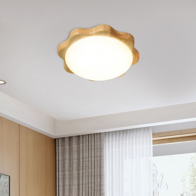 Muto Modern Simple Flush Mount Ceiling Light Wood Acrylic Dining Room