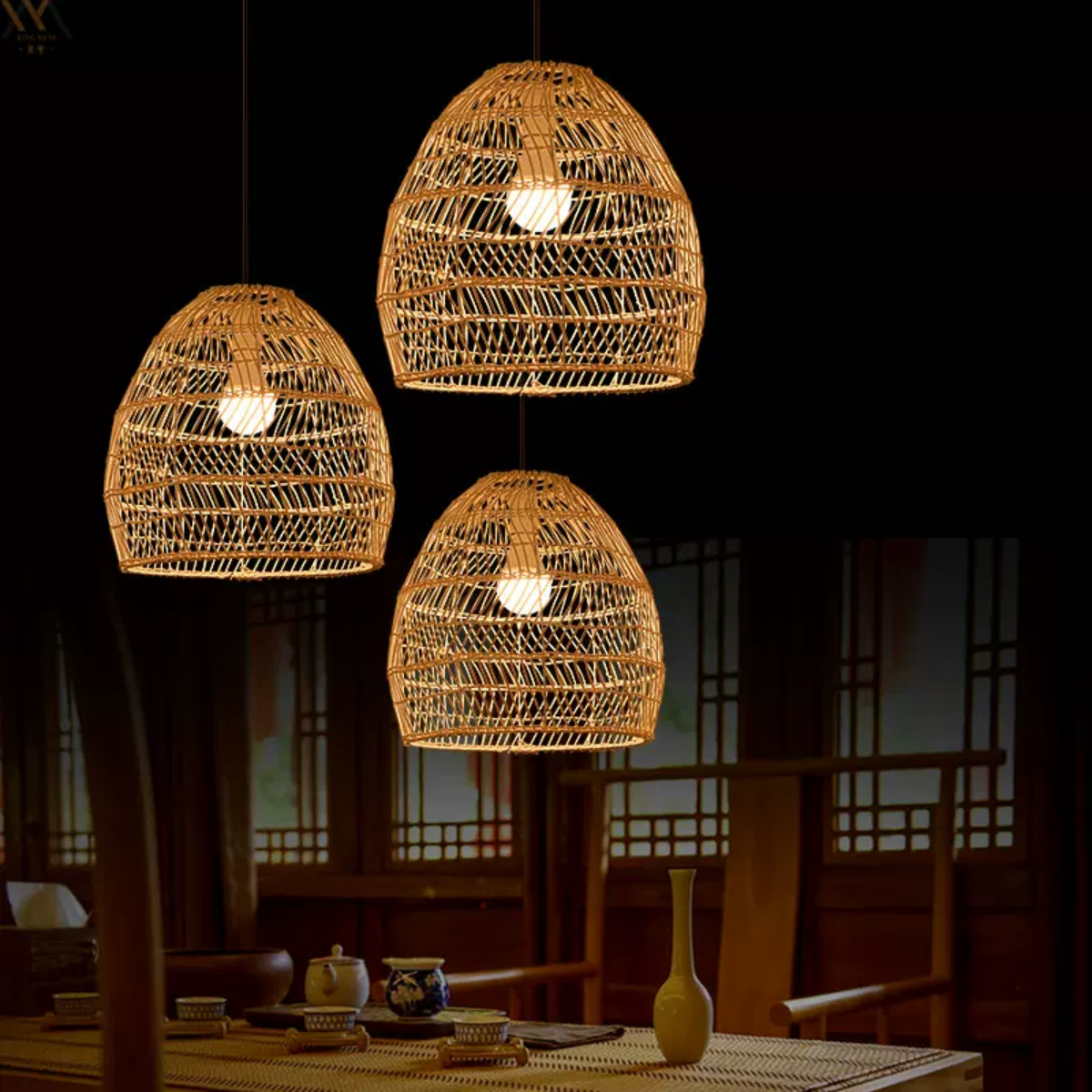 Ritta Design Retro LED Pendant Light Wood Wood Bedroom Living Room Study Room Hall