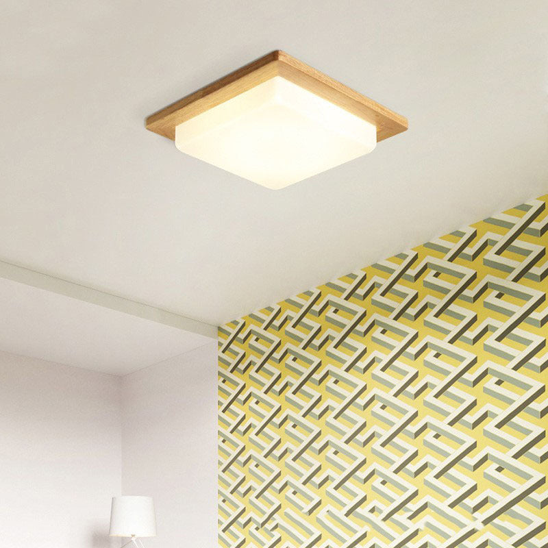 Muto Modern Simple Flush Mount Ceiling Light Wood Acrylic Dining Room