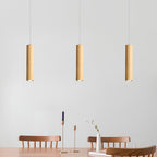 Muto Cylindrical Wood Pendant Light for Bedroom Kitchen Island