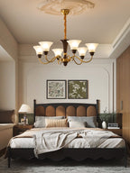 Ciphaen Traditional Elegance Vintage Wood Glass Chandelier