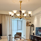 Ciphaen Traditional Elegance Vintage Wood Glass Chandelier