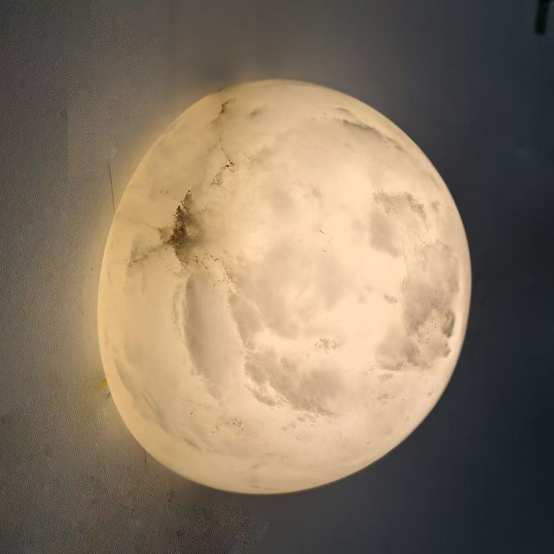 Kristy Minimalist Round Alabaster Wall Lamp