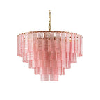 Aurora Chandelier Pink Murano Glass Layered Vintage Luxury