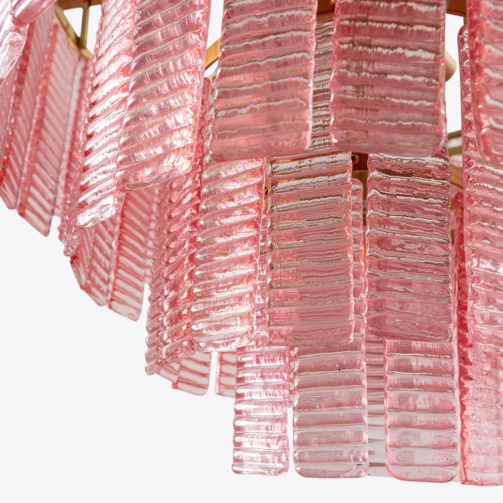 Aurora Chandelier Pink Murano Glass Layered Vintage Luxury