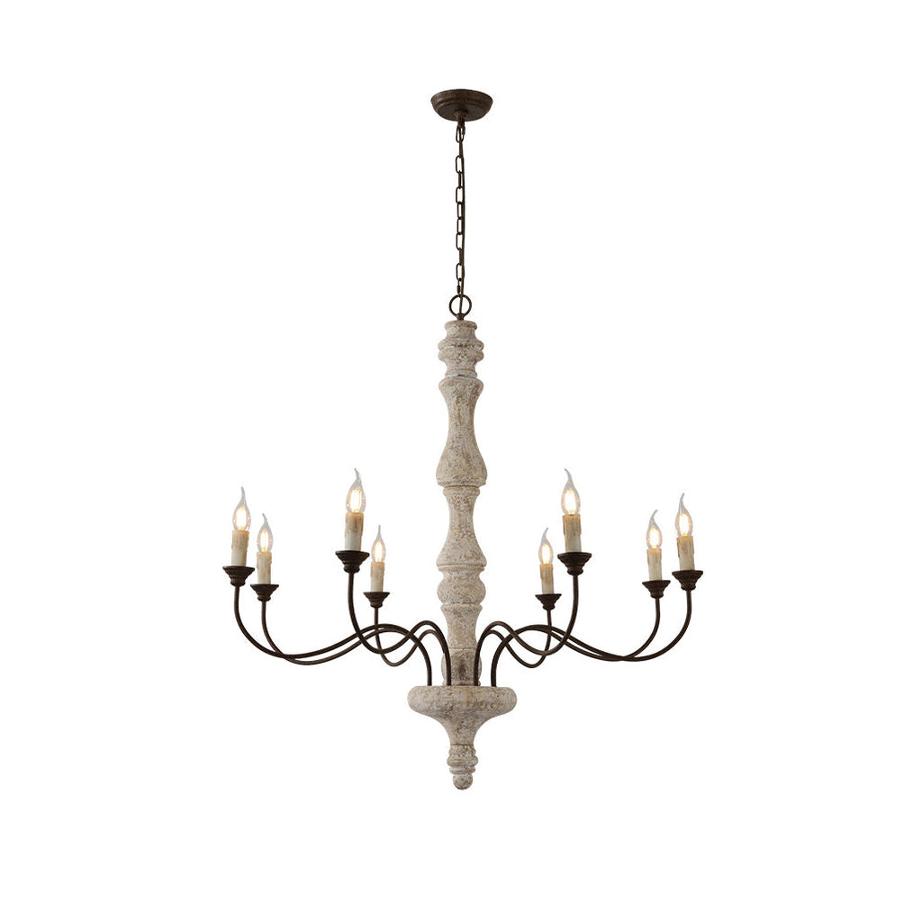 Emirel Vintage 8-Light Candle Wooden Chandelier