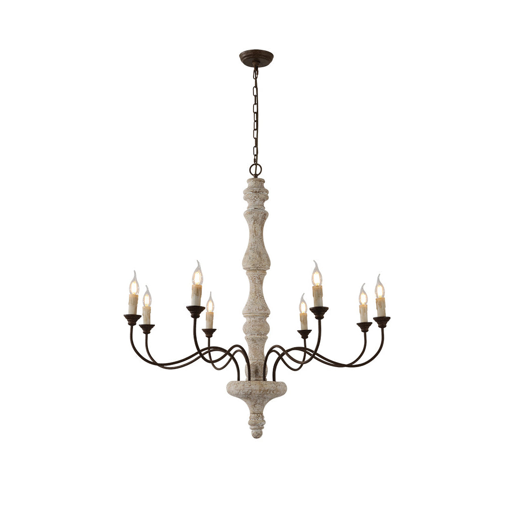 Emirel Vintage 8-Light Candle Wooden Chandelier