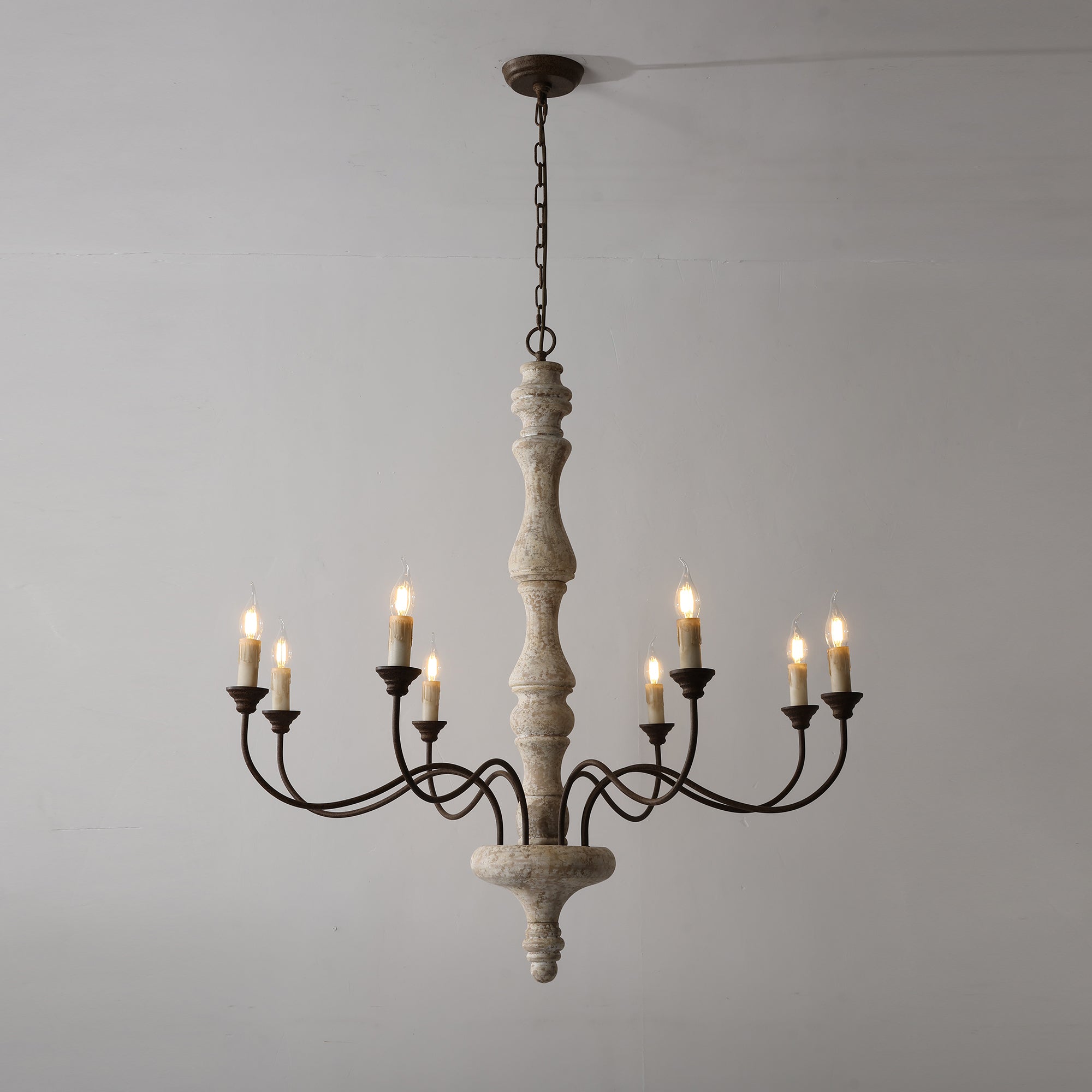 Emirel Vintage 8-Light Candle Wooden Chandelier