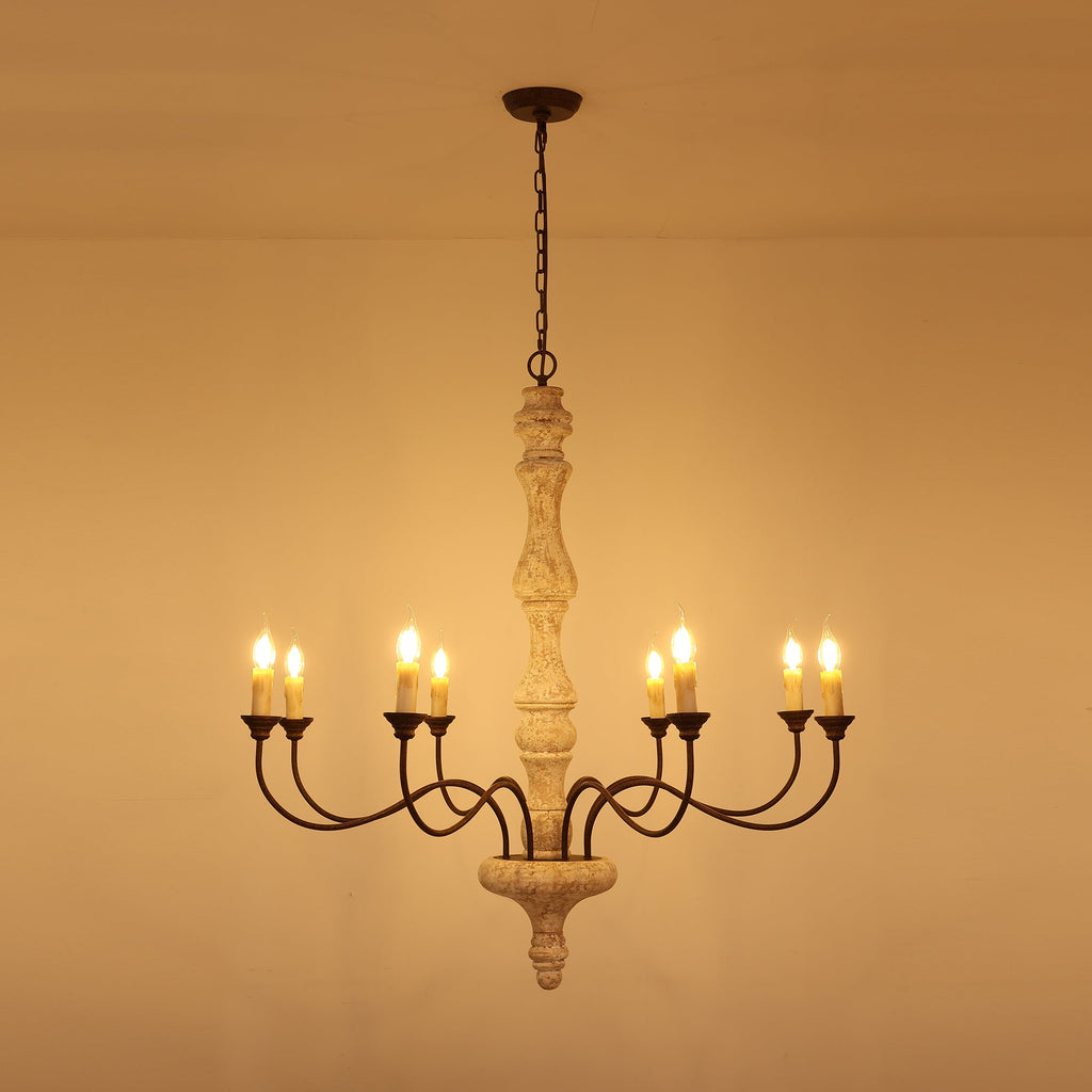 Emirel Vintage 8-Light Candle Wooden Chandelier