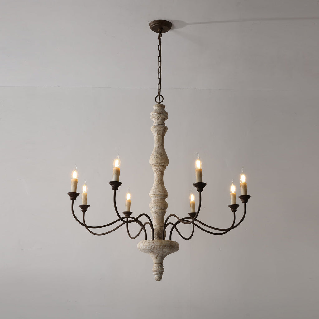 Emirel Vintage 8-Light Candle Wooden Chandelier