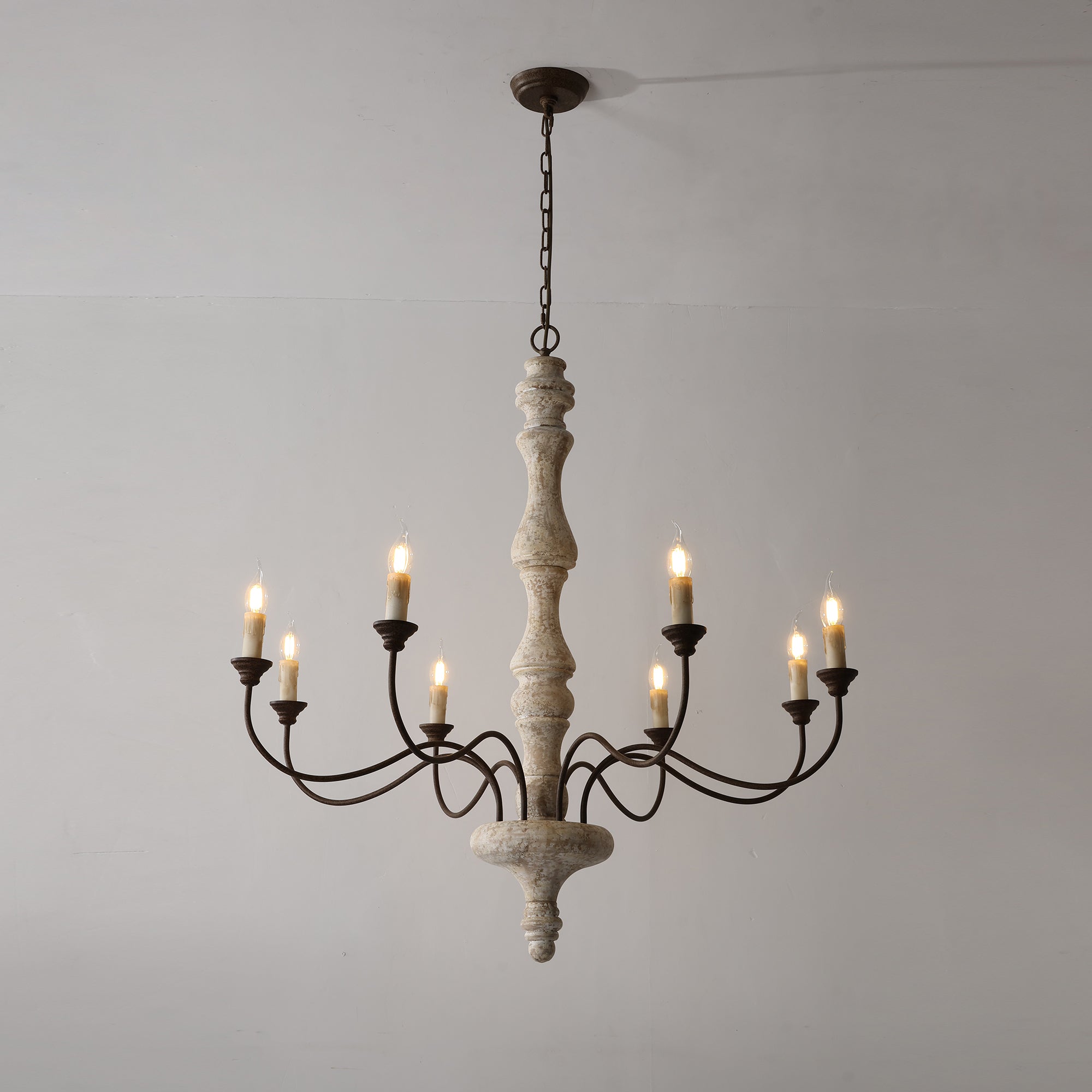 Emirel Vintage 8-Light Candle Wooden Chandelier