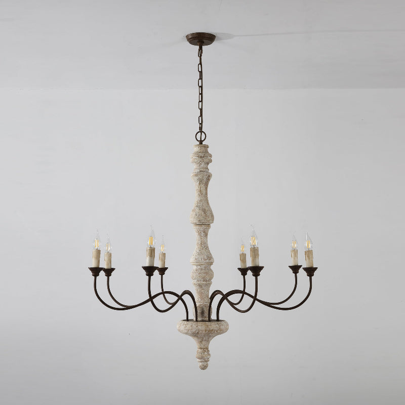 Emirel Vintage 8-Light Candle Wooden Chandelier
