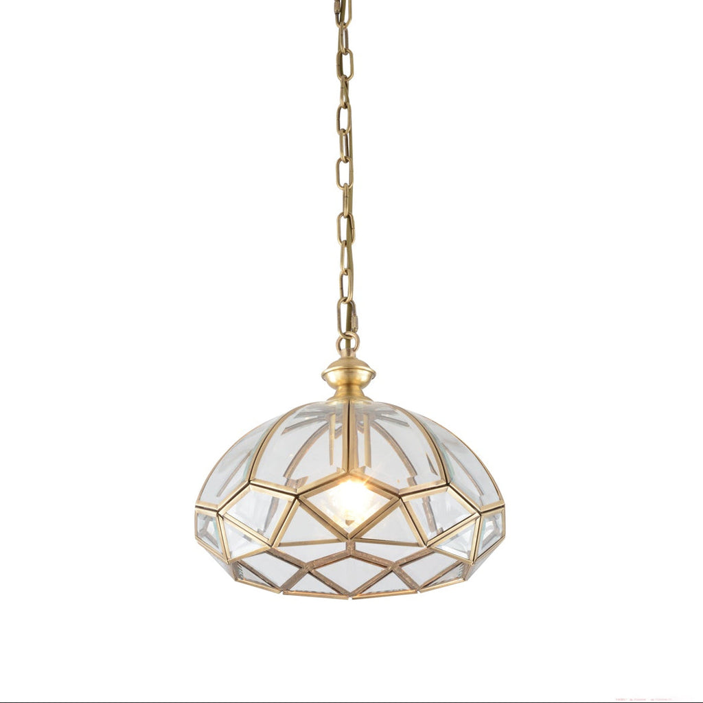 Ophaan Traditional Art Brass Glass Pendant Light