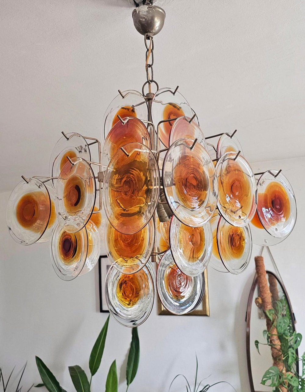 Aurora Chandelier Murano Glass Disc Mid Century