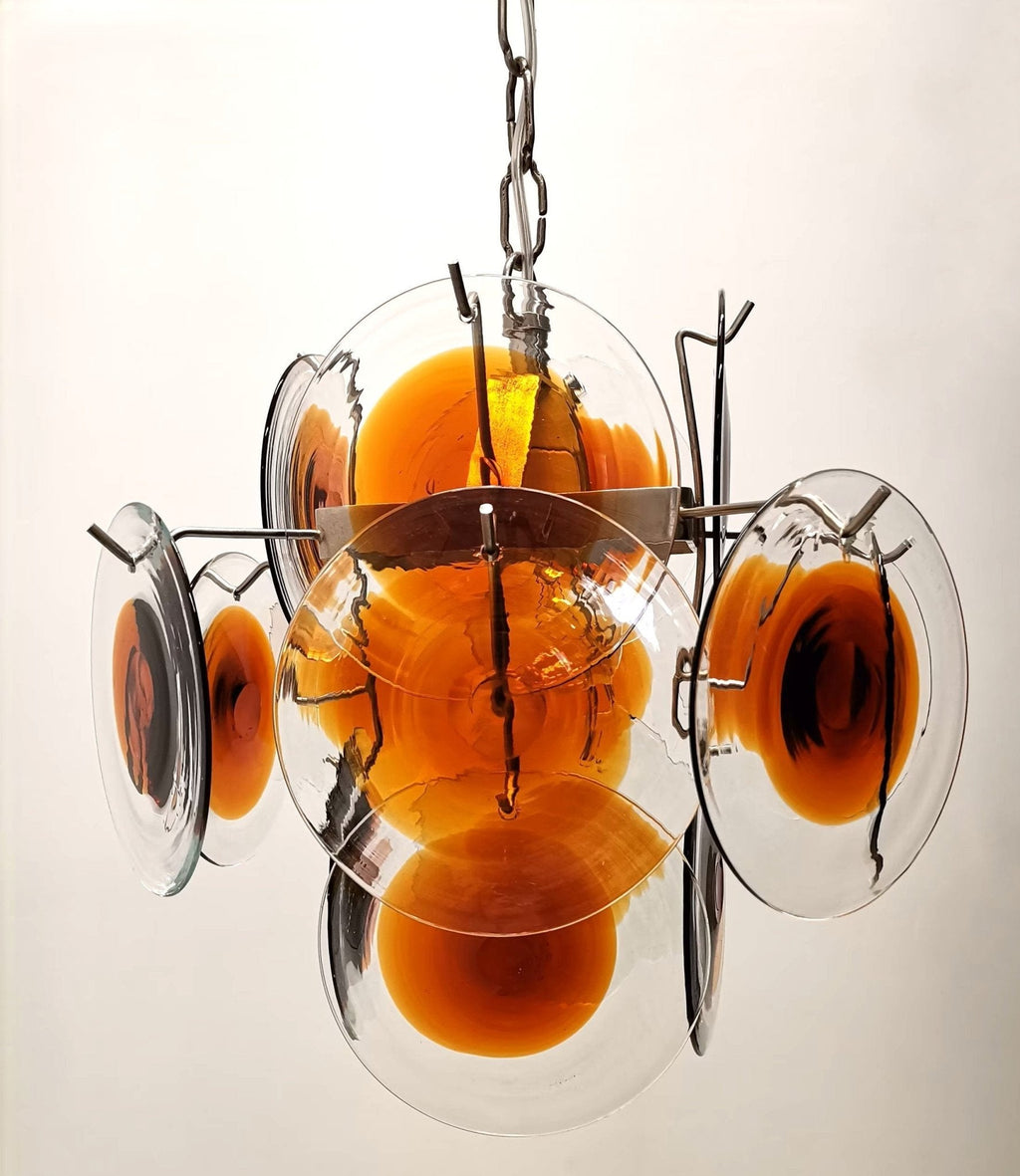 Aurora Chandelier Murano Glass Disc Mid Century