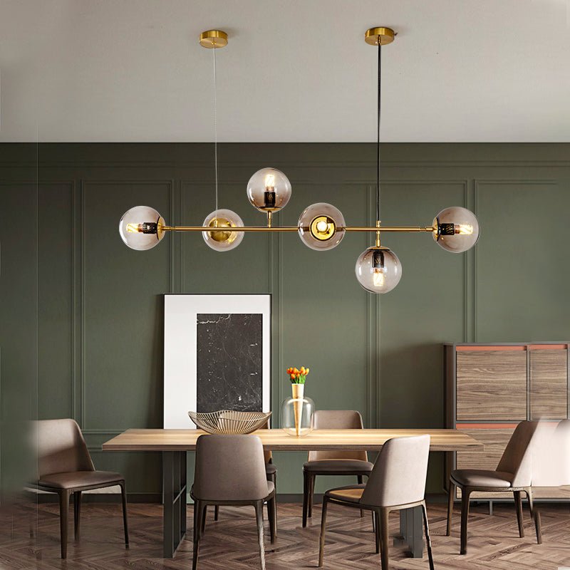 Lustra Pendant Lamp Orb Brass Glass for Living Room