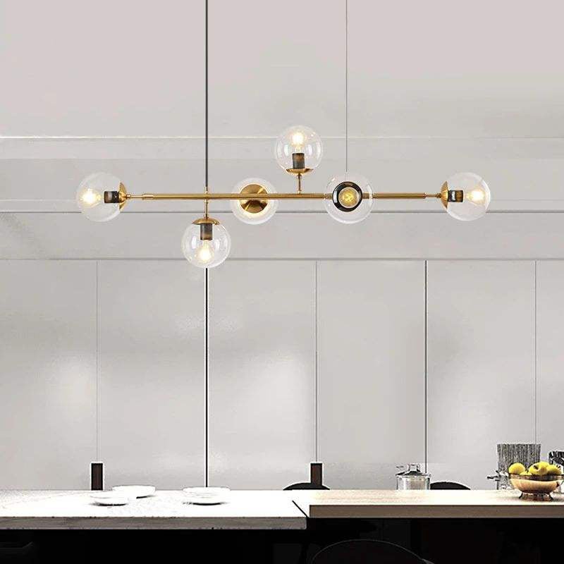 Lustra Pendant Lamp Orb Brass Glass for Living Room