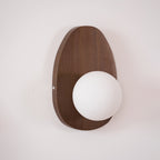Nylaeiel Nordic Art Plug-in Walnut Glass Wood Wall Lamp