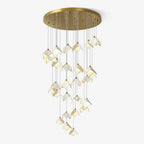 Cithayra Geometric Glass Brass Chandelier
