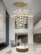 Cithayra Geometric Glass Brass Chandelier