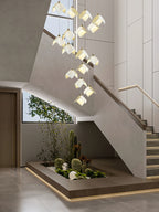 Cithayra Geometric Glass Brass Chandelier