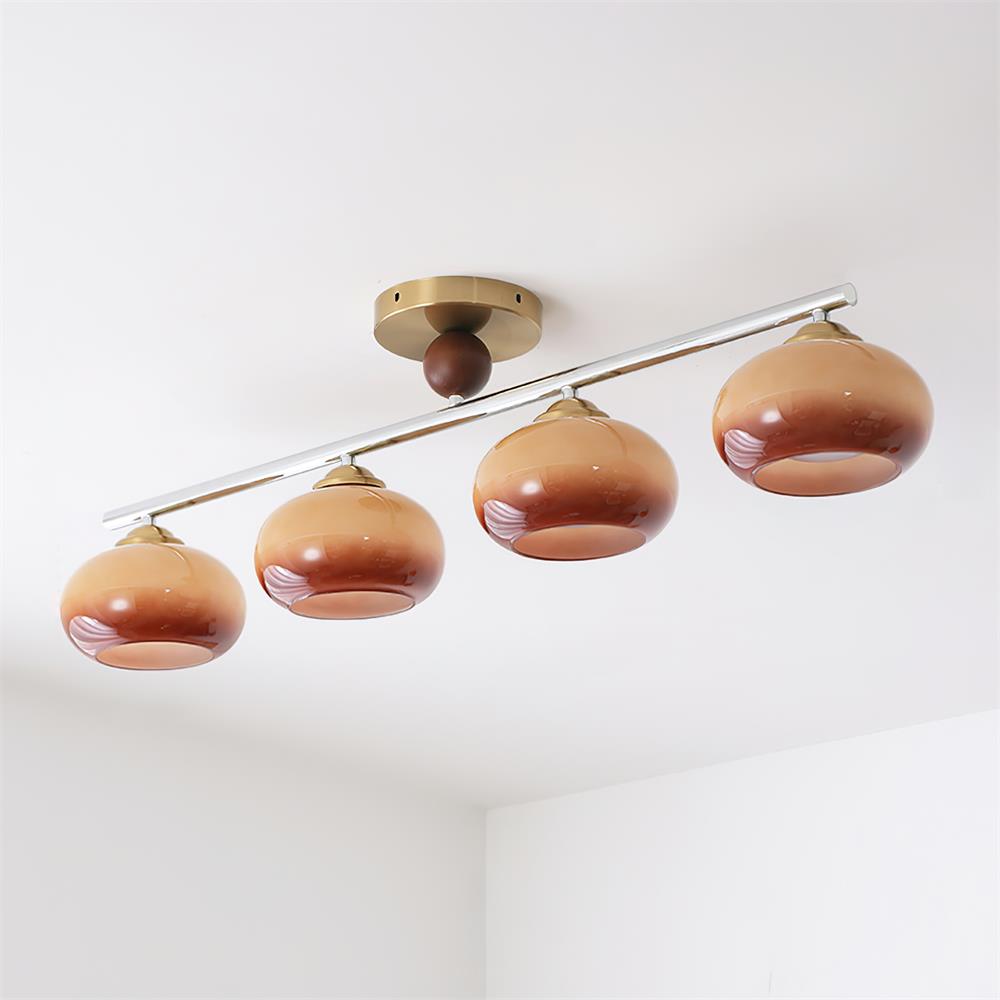 Aubrelle 4-Light Amber Glass Globe Ceiling Fixture
