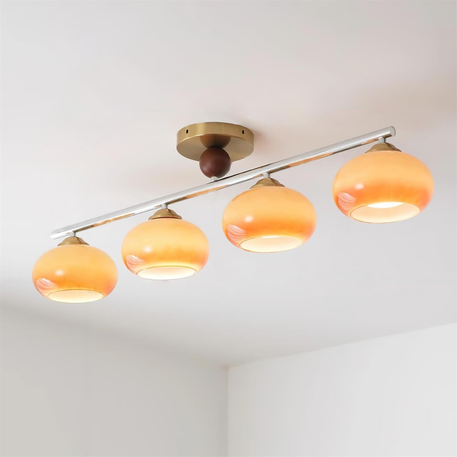 Aubrelle 4-Light Amber Glass Globe Ceiling Fixture
