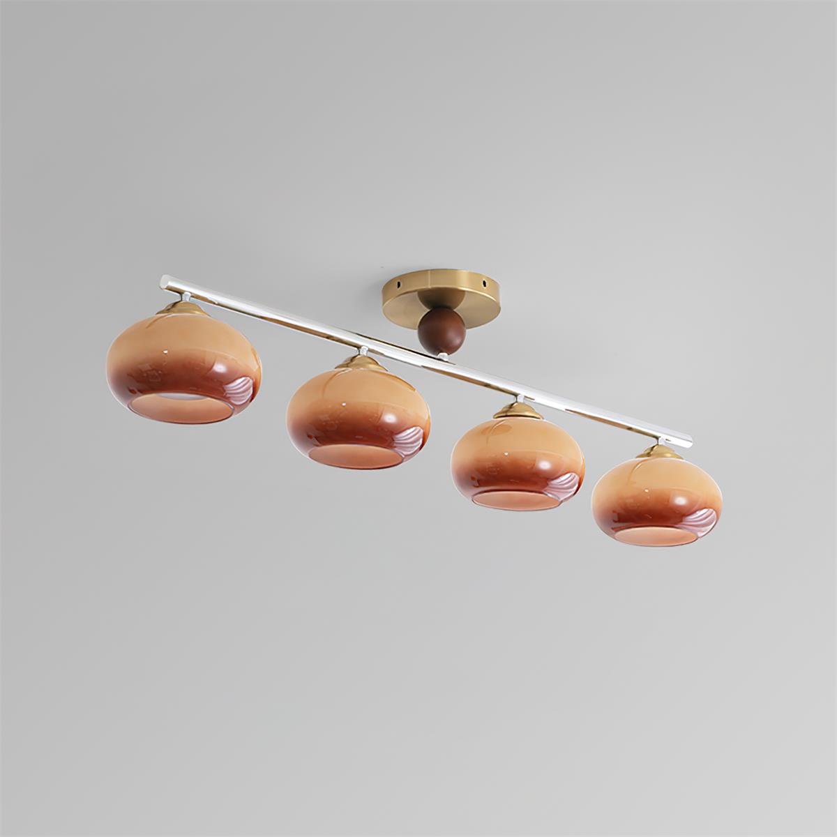 Aubrelle 4-Light Amber Glass Globe Ceiling Fixture