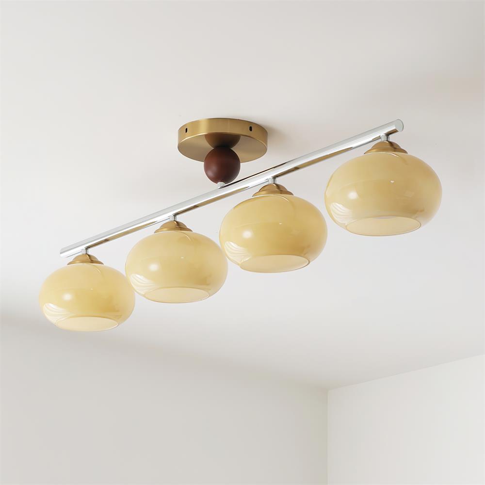 Aubrelle 4-Light Amber Glass Globe Ceiling Fixture