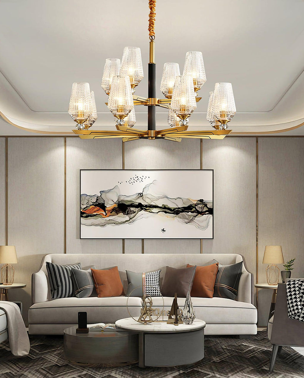Astra Luxury Hexa Brass Chandelier