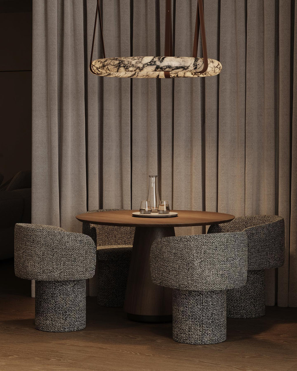 Culiris Modern Minimalist Brown Alabaster Chandelier