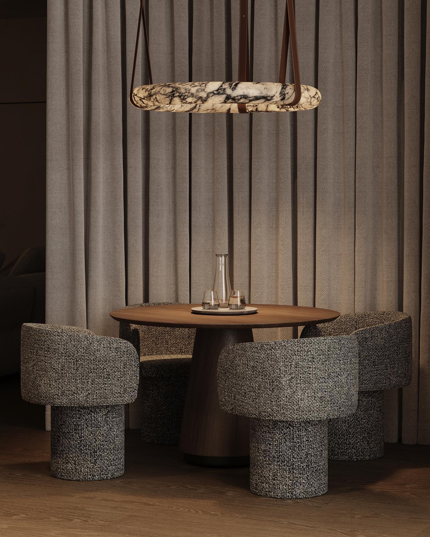 Culiris Modern Minimalist Brown Alabaster Chandelier
