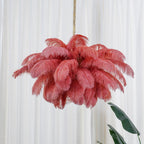 Lustra Chandelier Ostrich Feather Large Brass Stem